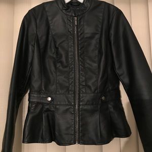 Baccini faux leather peplum jacket